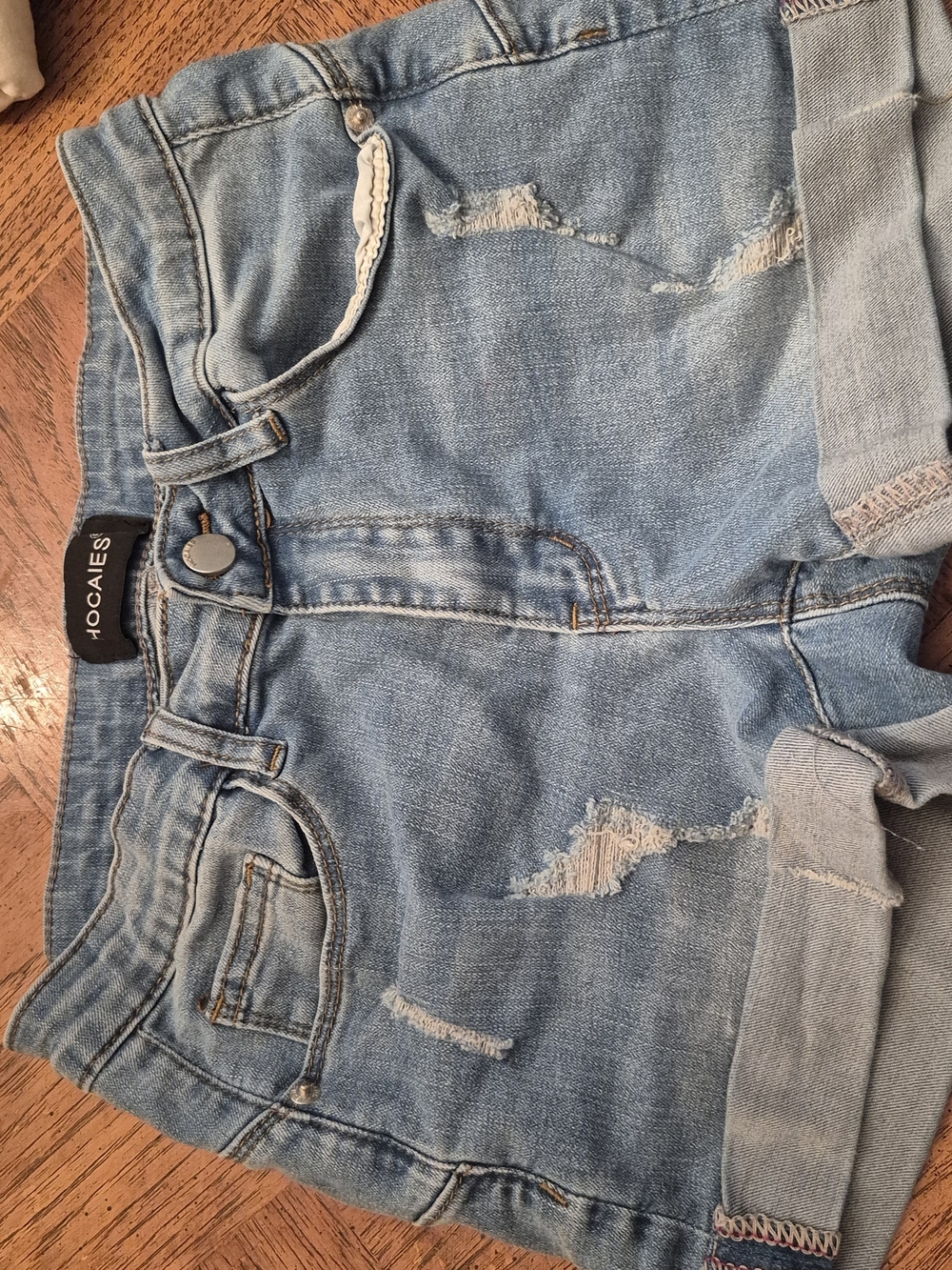 Light Blue Distressed Women's Denim Shorts - Hocaies Sz 6